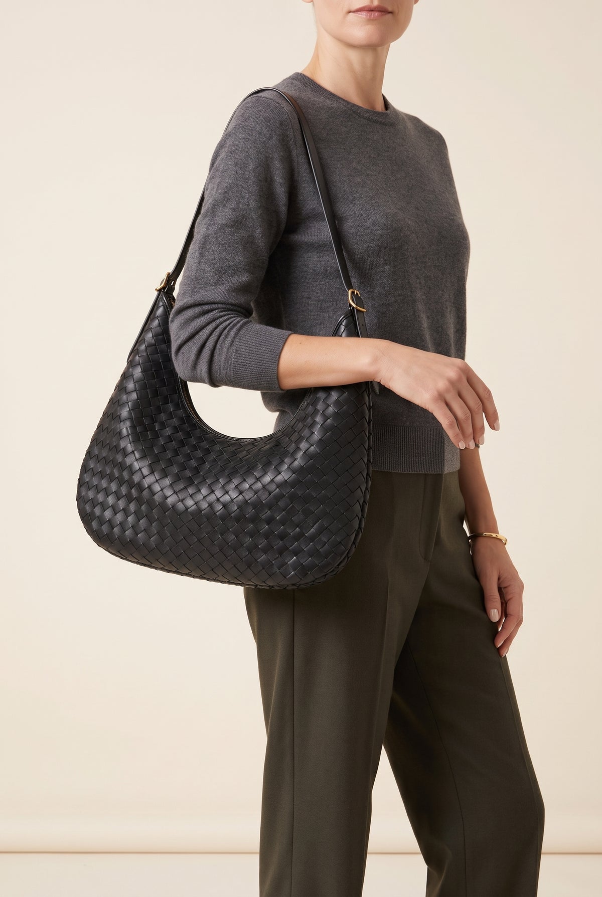 Scarlett Woven Leather Tote — On-Model View