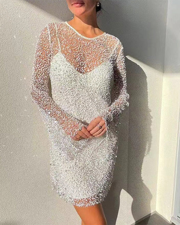Robe 2 Pièces Scintillante, Perles et Strass