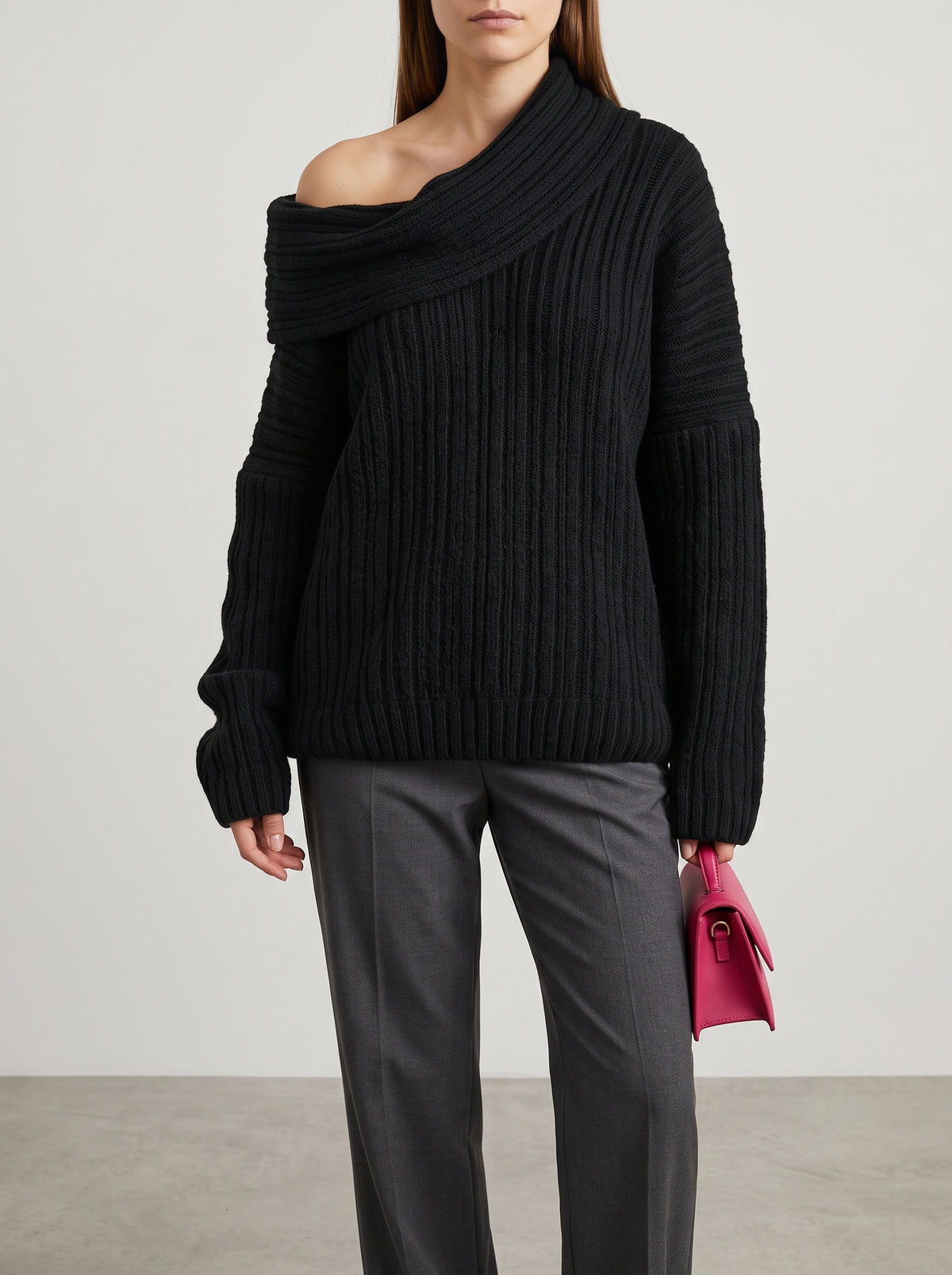 Aelwen Off-The-Shoulder Jumper - Black