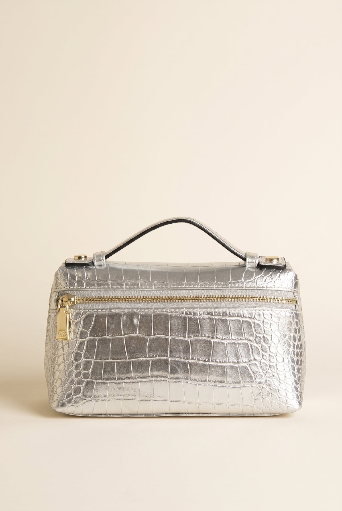 Minerva Croc-Embossed Clutch — Mint