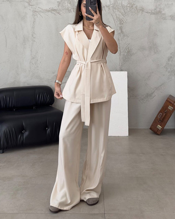 Ensemble Top à Bretelles Sans Manches et Pantalon