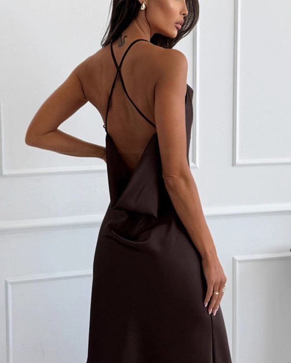 Robe Satinée Patchwork Fendue