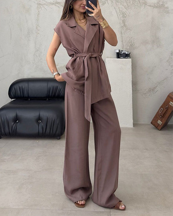Ensemble Top à Bretelles Sans Manches et Pantalon