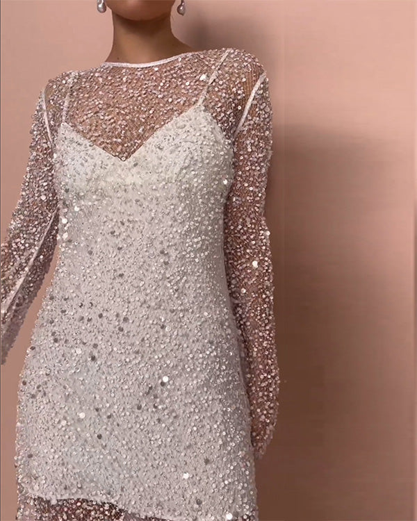 Robe 2 Pièces Scintillante, Perles et Strass