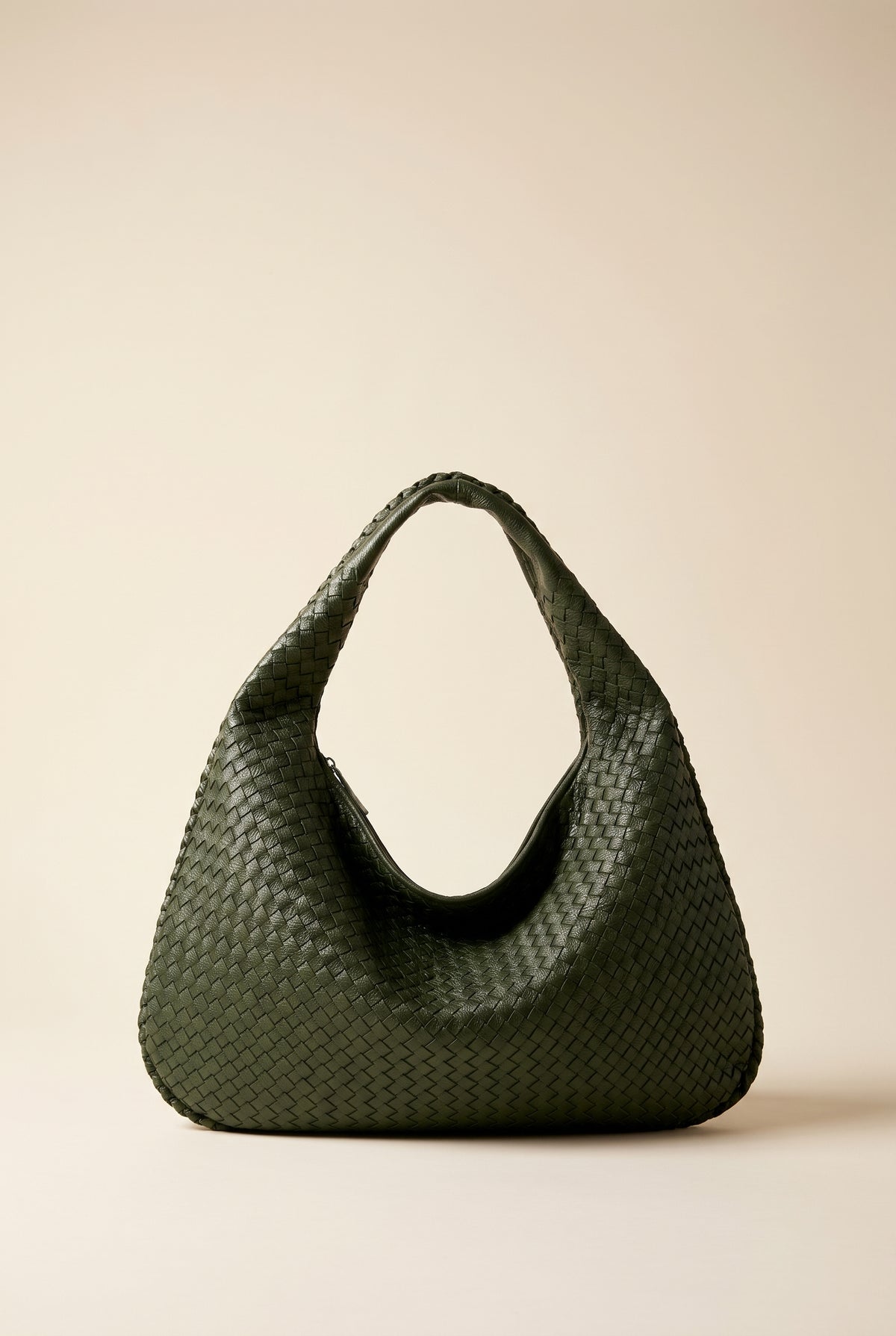 XL Woven Leather Bag — Green