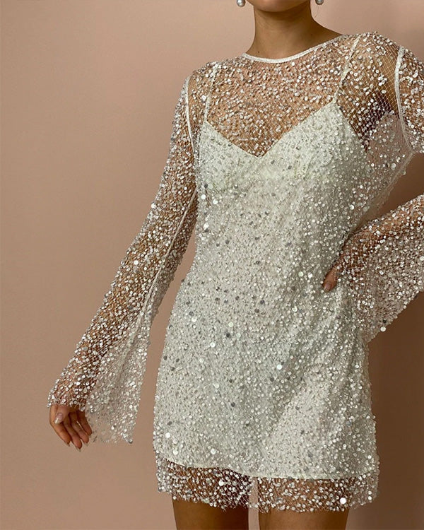 Robe 2 Pièces Scintillante, Perles et Strass