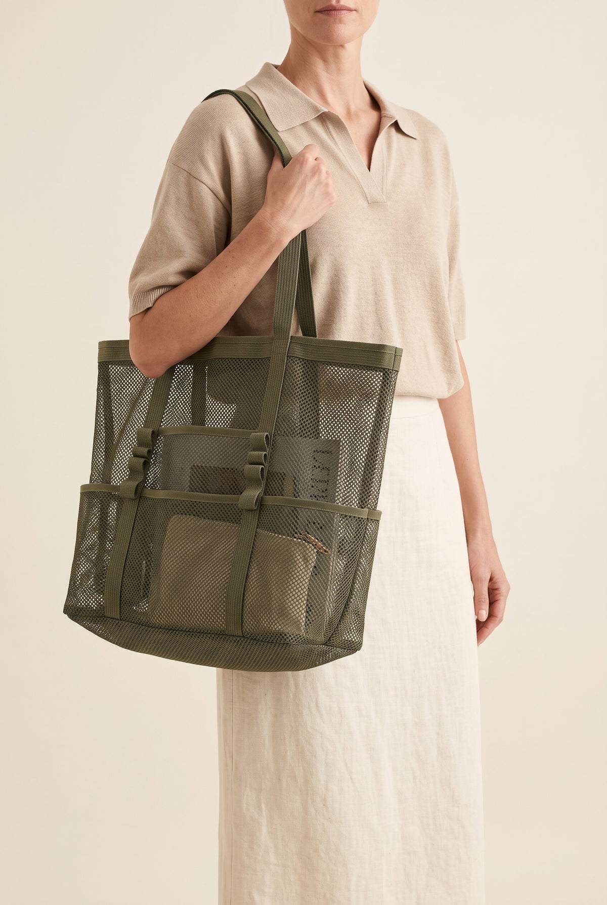 Layla Large Canvas Beach Tote — On-Model View