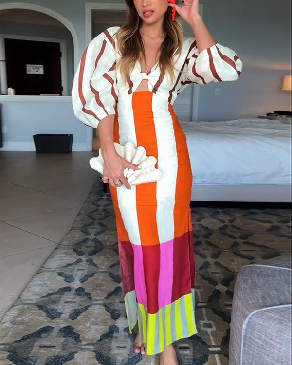Robe Rayée Style Bohème Tendance