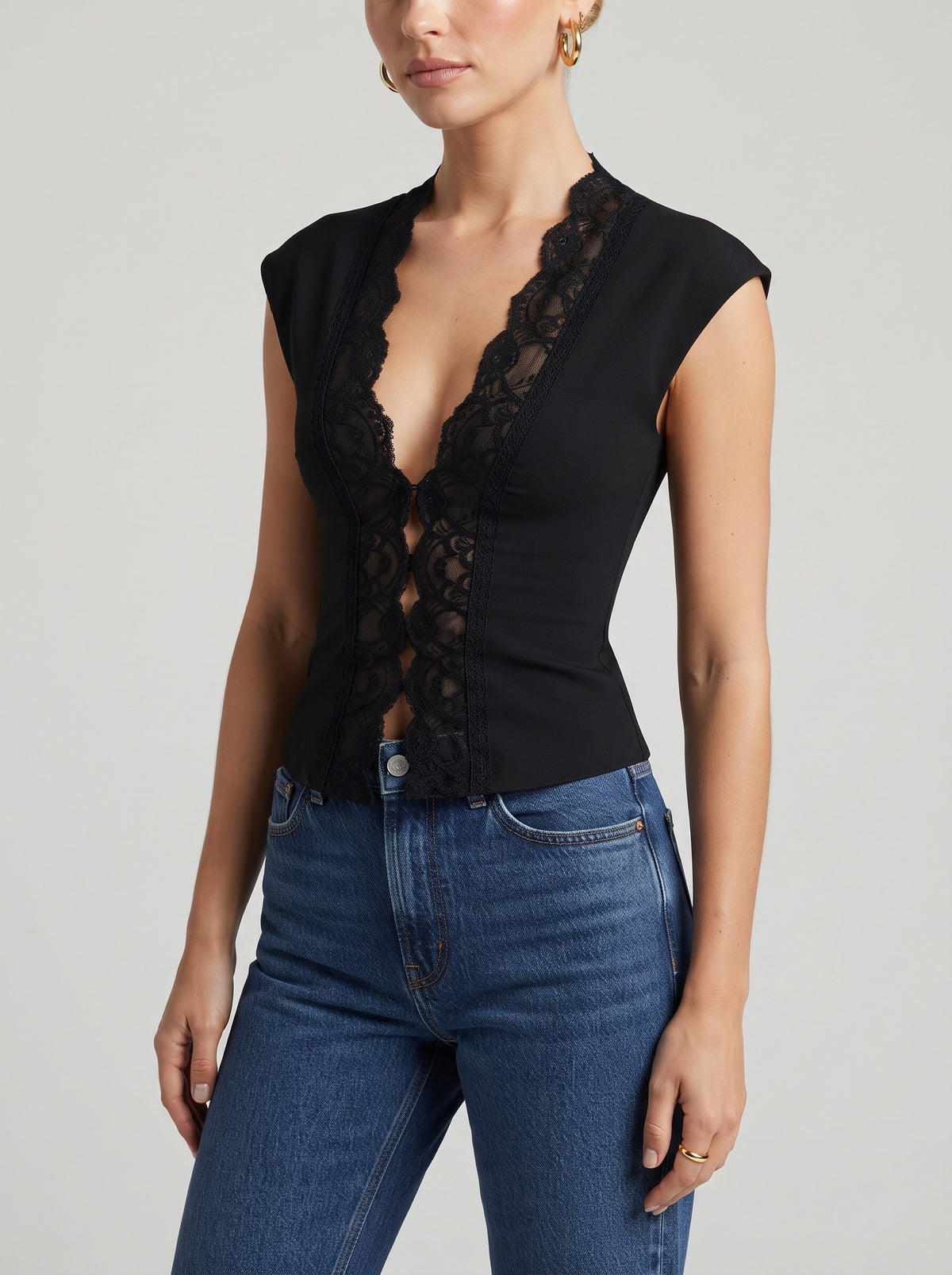 Celeste Lace Corset V-Neck Top