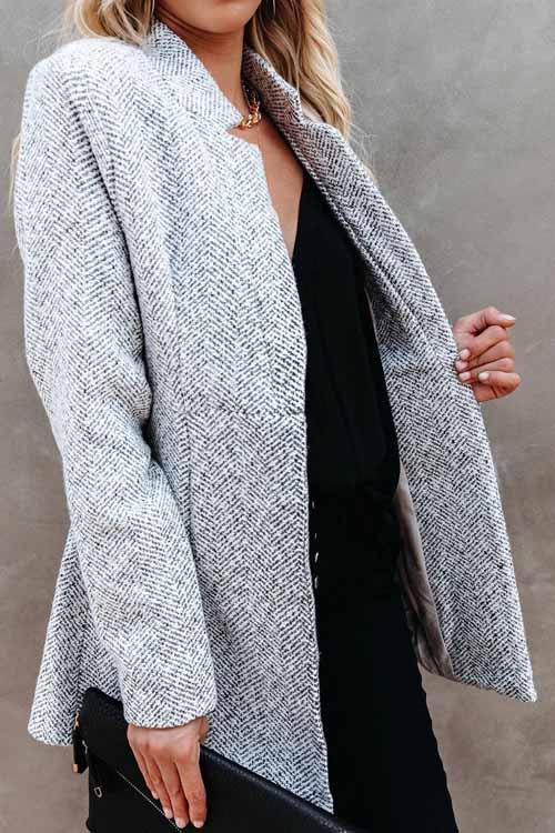 Veste Tailleur Blazer Col Montant, Style Rétro