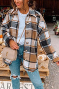 Manteau Chemise Épais à Boutons Métalliques, Carreaux Anglais