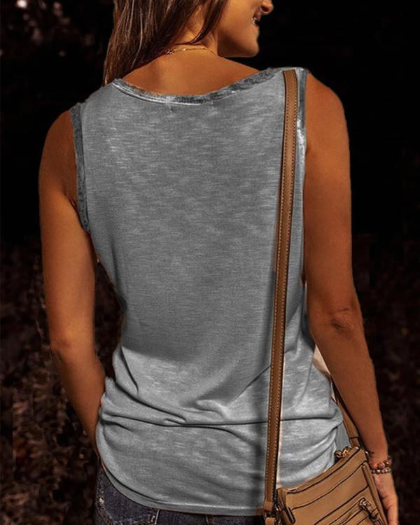 Débardeur T-Shirt Sans Manches, Col Rond
