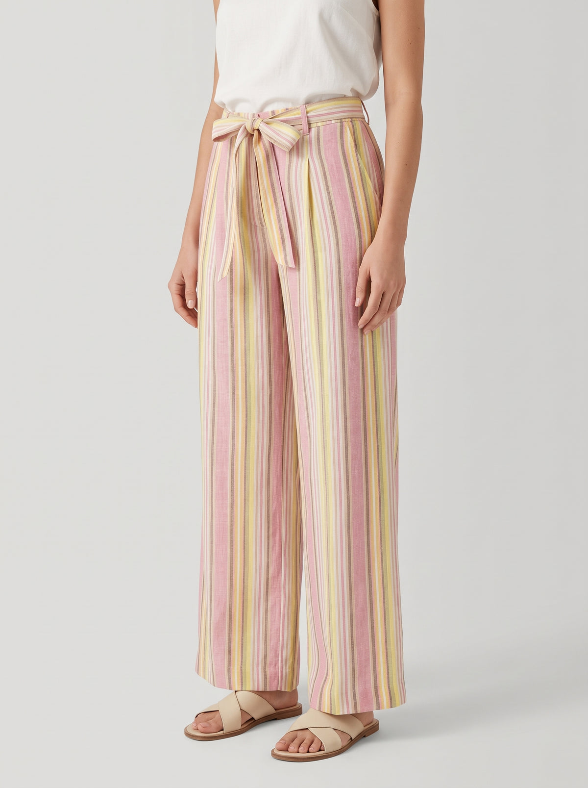Pantalon Julie à rayures verticales - Rose