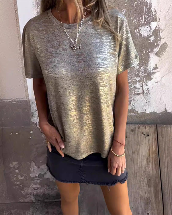 T-Shirt Métallisé Pailleté, Doux et Soyeux
