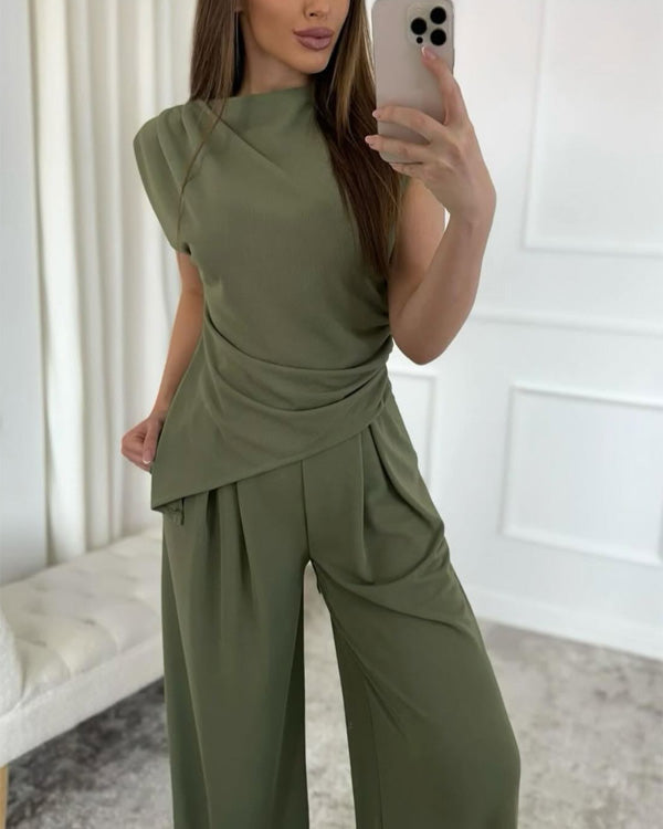 Ensemble Top Asymétrique et Pantalon Large
