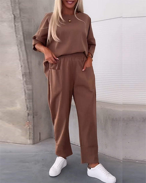 Ensemble T-Shirt Décontracté et Pantalon Crayon