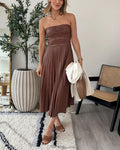 Robe Tube Plissée en Cuir Synthétique