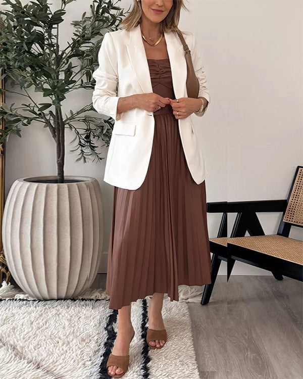 Robe Tube Plissée en Cuir Synthétique