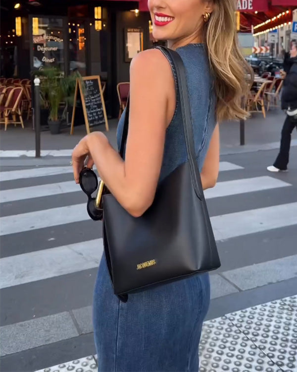 Robe Longue en Denim, Sans Manches