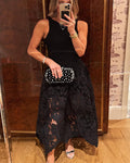 Robe Longue en Dentelle Sans Manches
