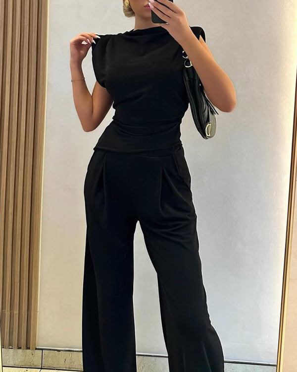 Ensemble Top Asymétrique et Pantalon Large