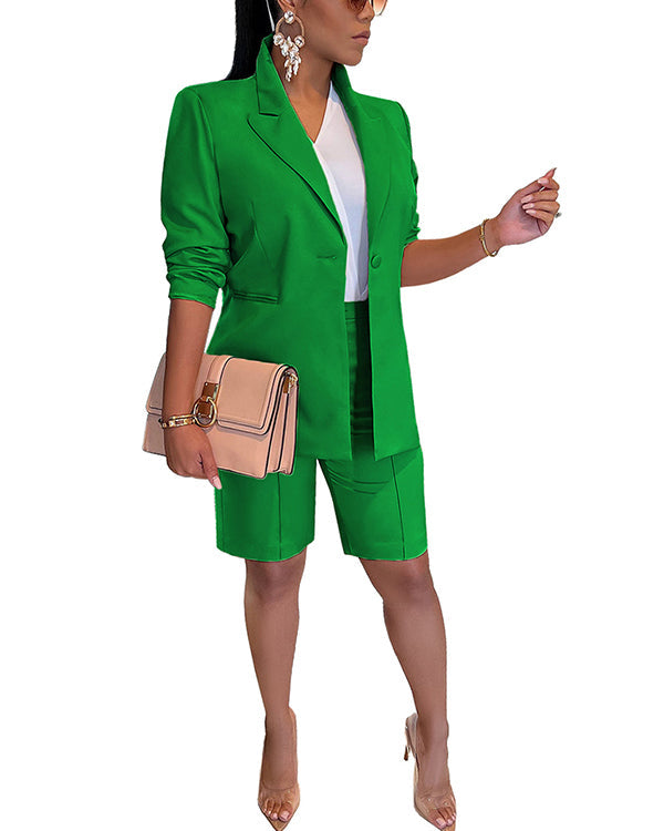 Ensemble Blazer Décontracté et Short Citadin 2 Pièces