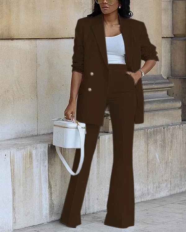 Tailleur Blazer 4 Boutons et Pantalon, 2 Pièces