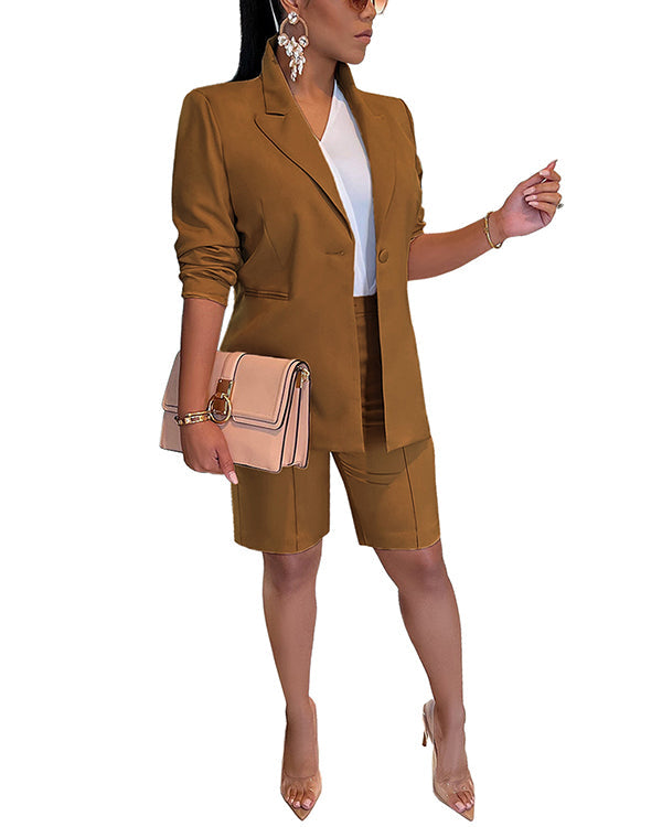 Ensemble Blazer Décontracté et Short Citadin 2 Pièces