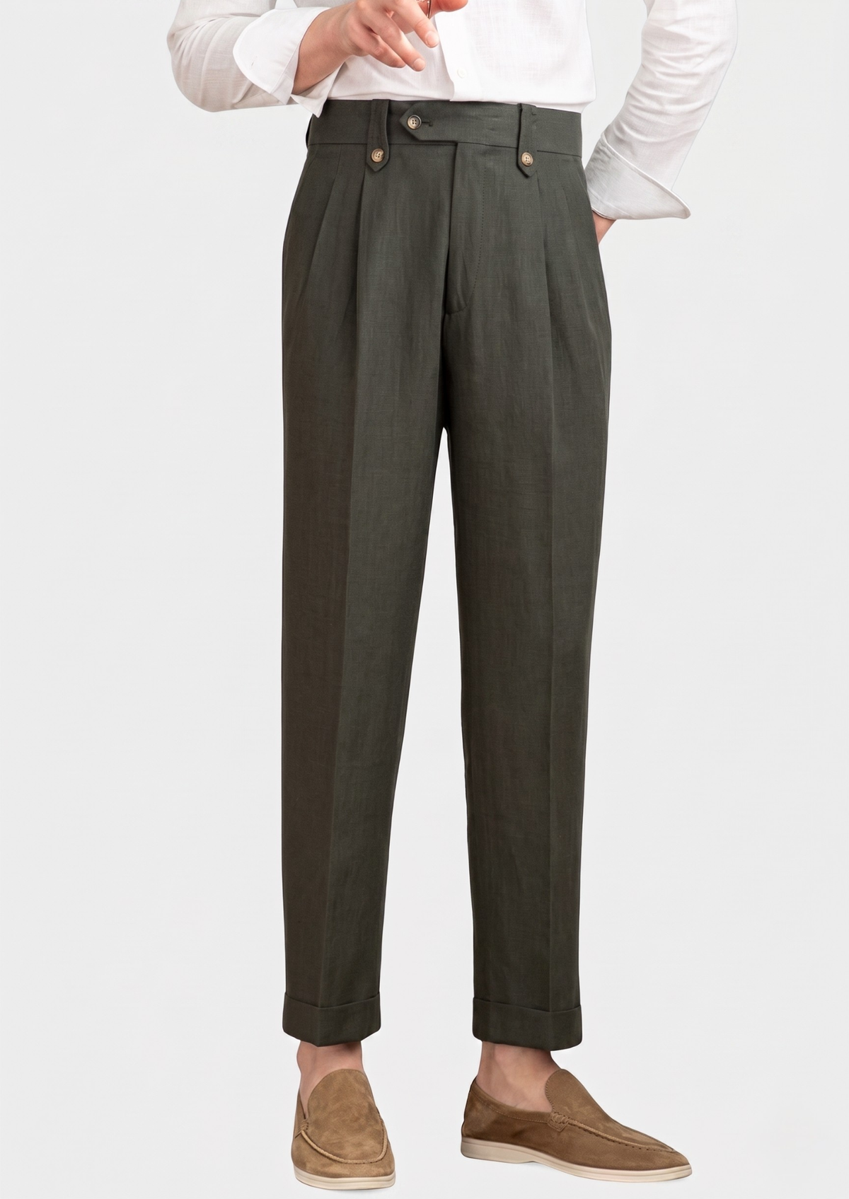 Pantalon côtier à pinces Cagliari olive