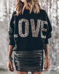 Sweat T-Shirt à Sequins, Motif Cœur