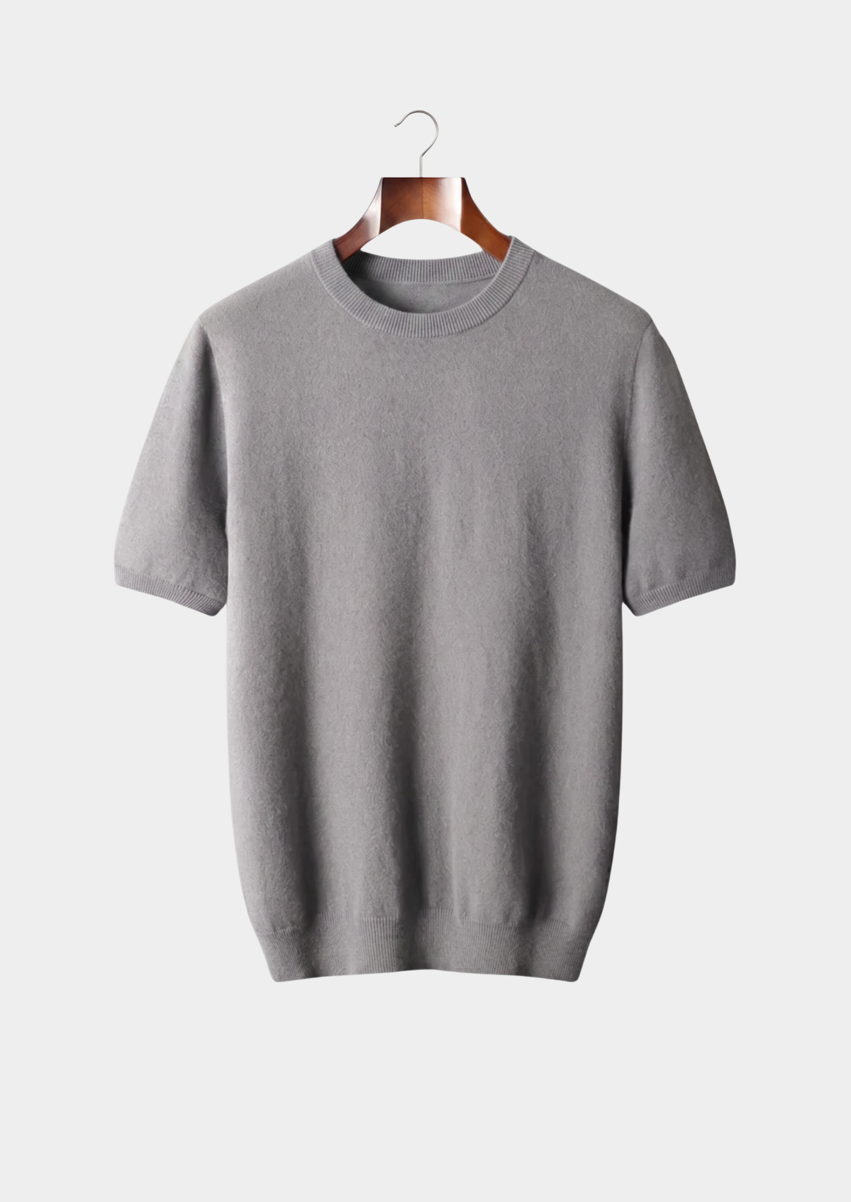 T-Shirt col rond classique en cachemire premium truffe cendrée