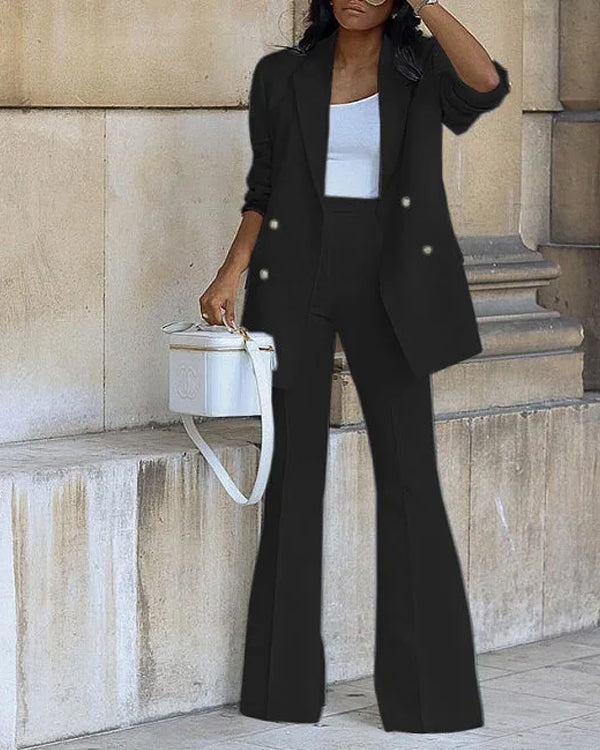 Tailleur Blazer 4 Boutons et Pantalon, 2 Pièces