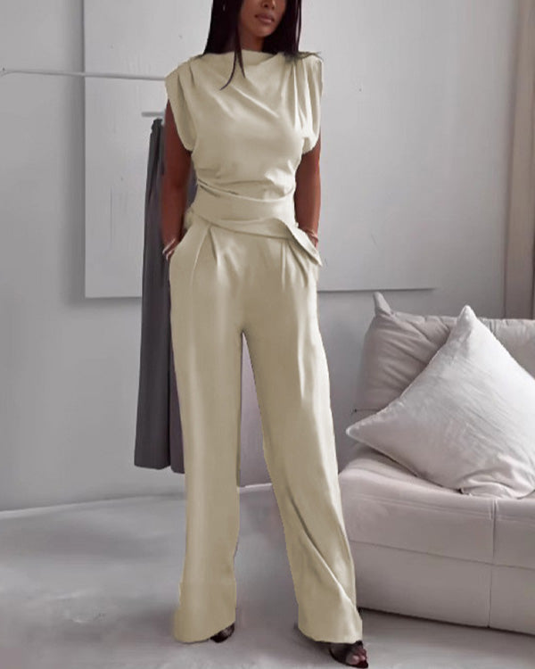 Ensemble Top Asymétrique et Pantalon Large
