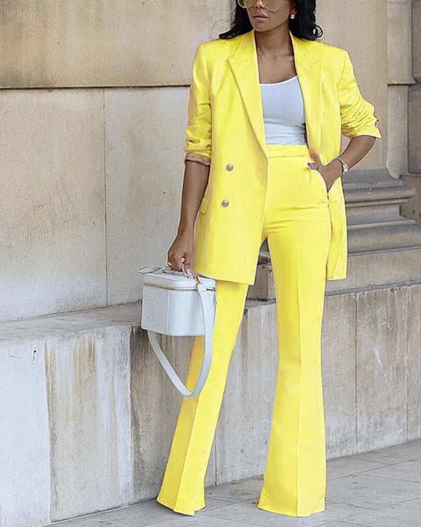 Tailleur Blazer 4 Boutons et Pantalon, 2 Pièces