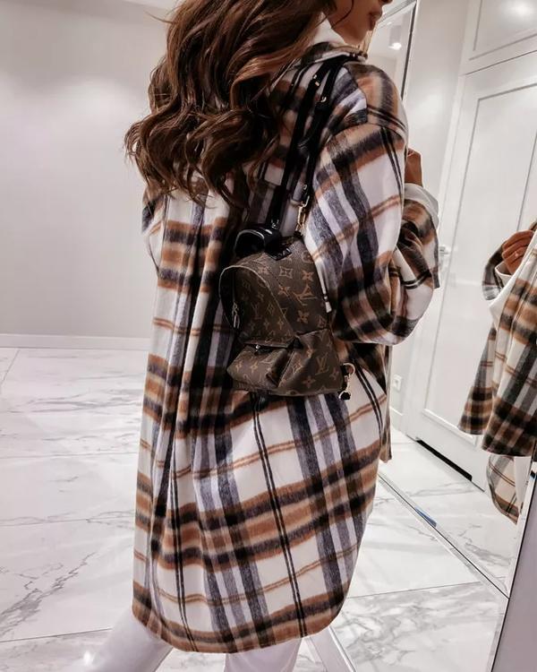 Manteau Chemise Long à Carreaux, Esprit Décontracté