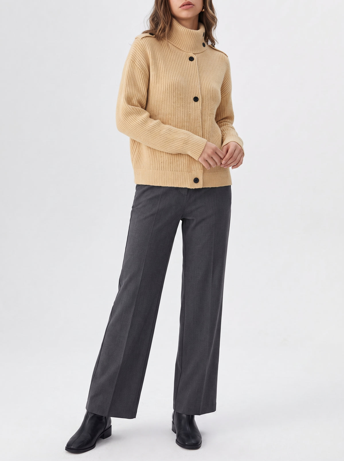 INÈS — Asymmetric Knitted Cardigan