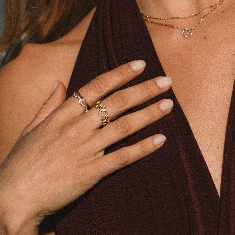 Bague Vigne Cristal Or 18K