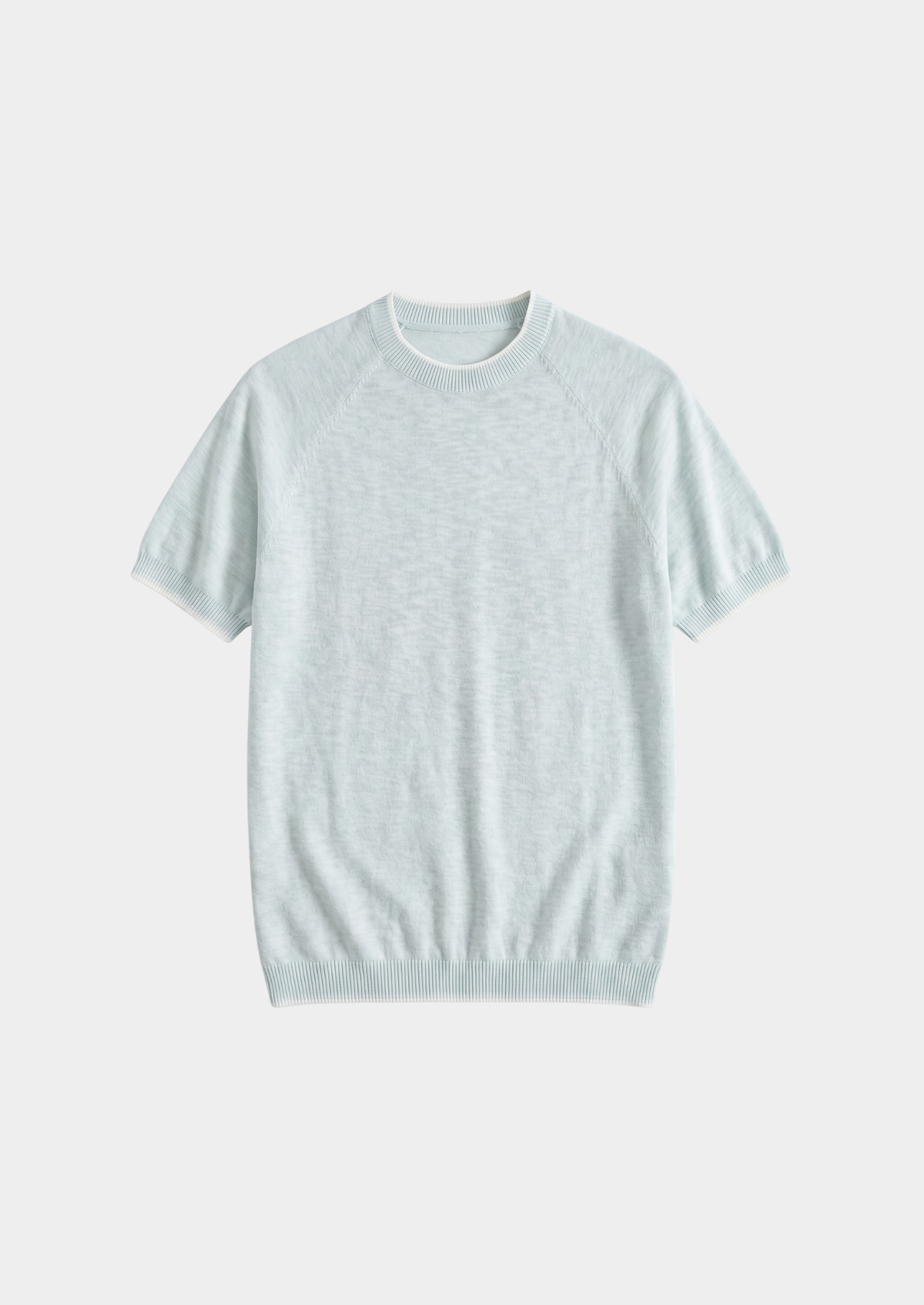 T-Shirt Capri en lin contrasté bleu glacier