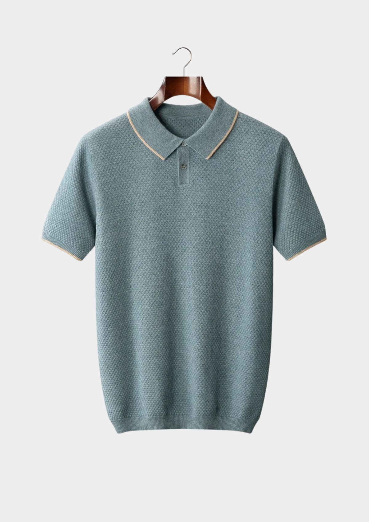 Polo bicolore en cachemire premium bleu mer