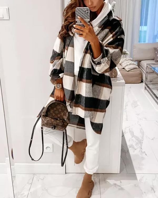 Manteau Chemise Long à Carreaux, Esprit Décontracté
