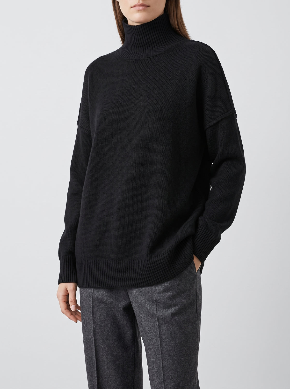 Katie High-Neck Knitted Jumper - Black
