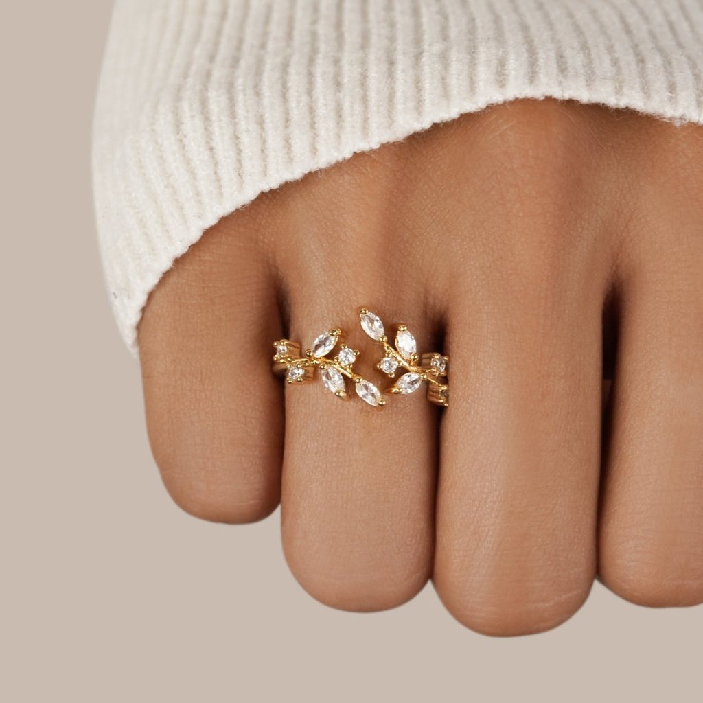 Bague Vigne Cristal Or 18K