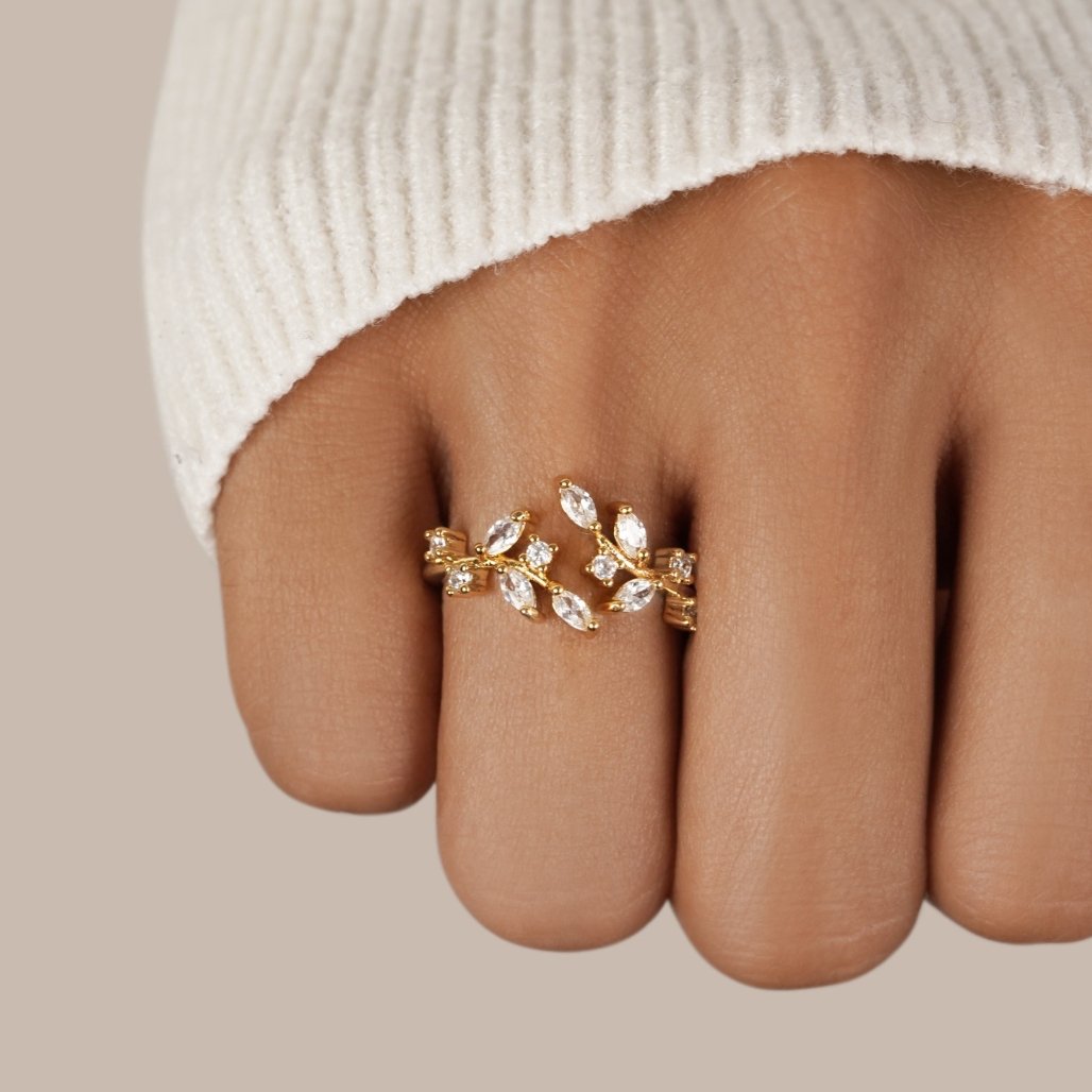 Bague Vigne Cristal Or 18K