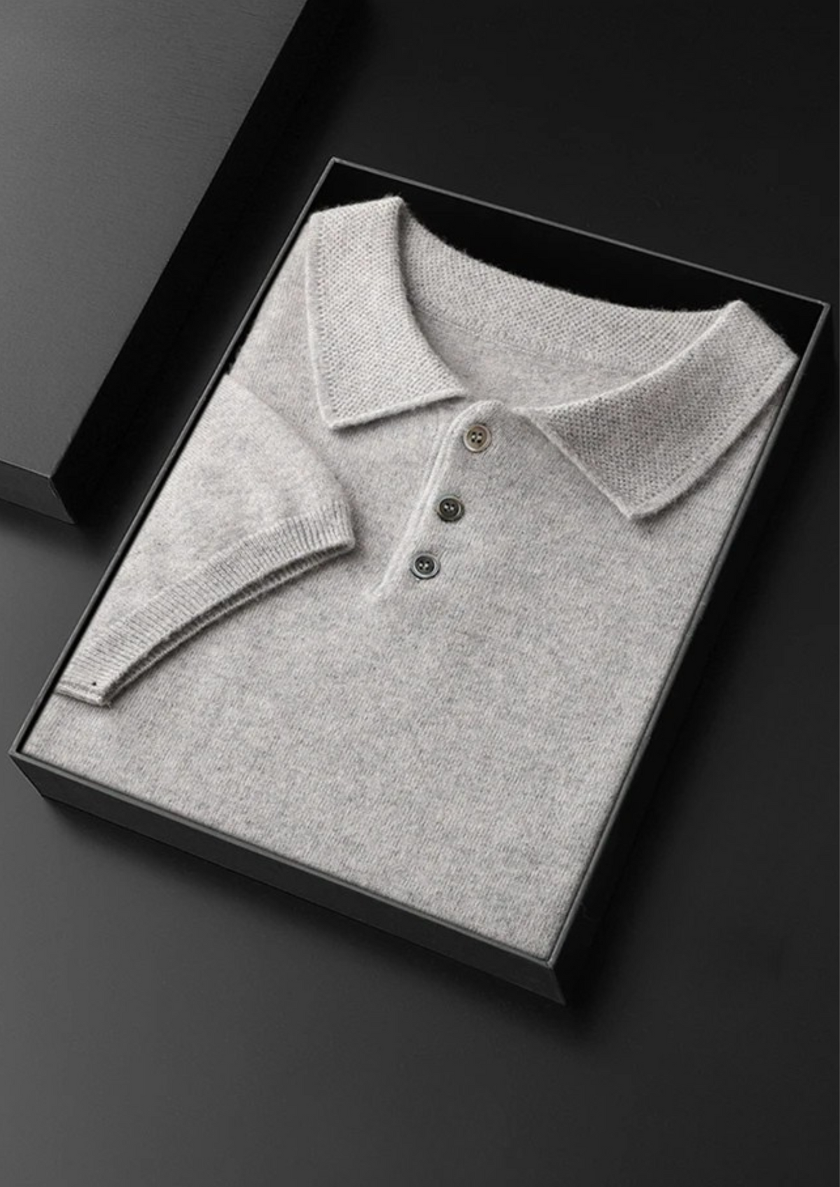 Polo classique en cachemire premium gris clair