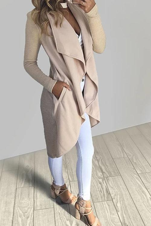 Manteau Long Coupe-Vent à Grand Revers