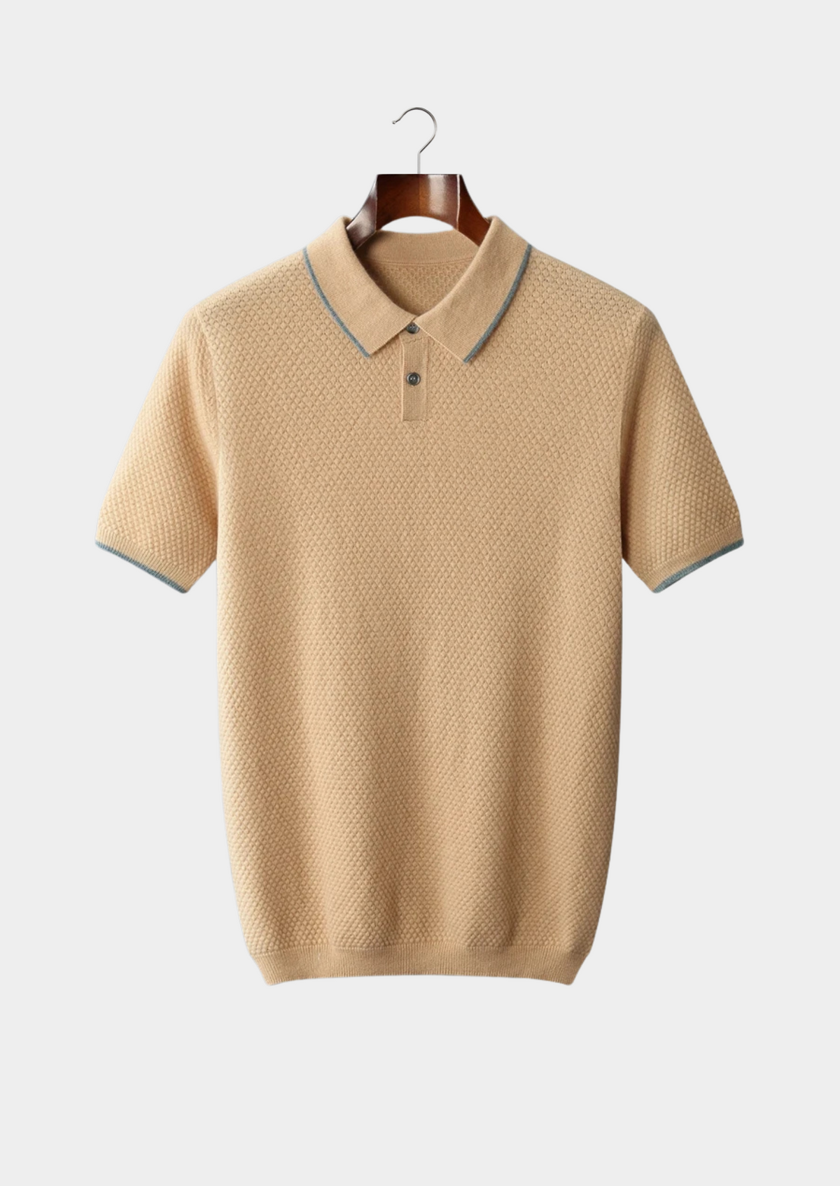 Polo bicolore en cachemire premium moutarde