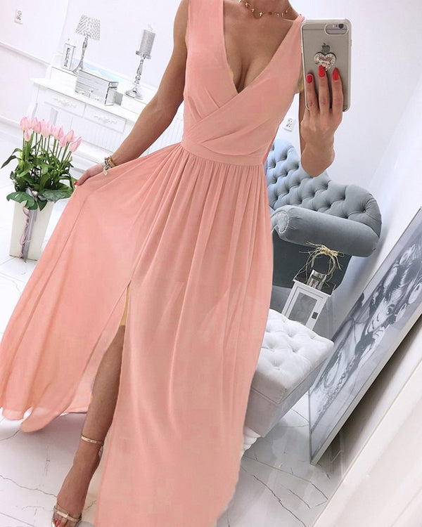Robe Longue en Mousseline, Style Bohème, Col en V