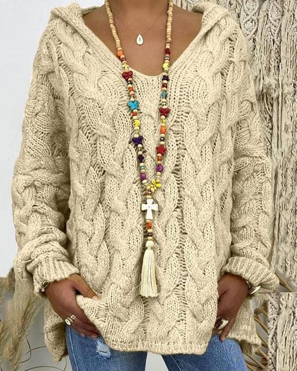 Pull à Capuche Style Rétro Artisanal