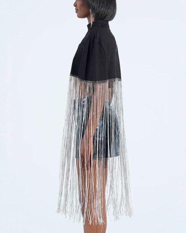 Poncho Top de Soirée à Pompons avec Zip