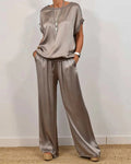 Ensemble Top en Soie Sans Manches et Pantalon